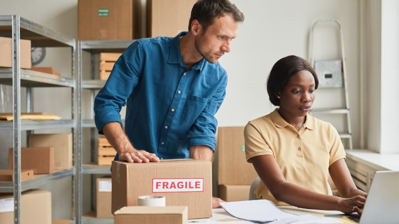 Employees working in mailroom