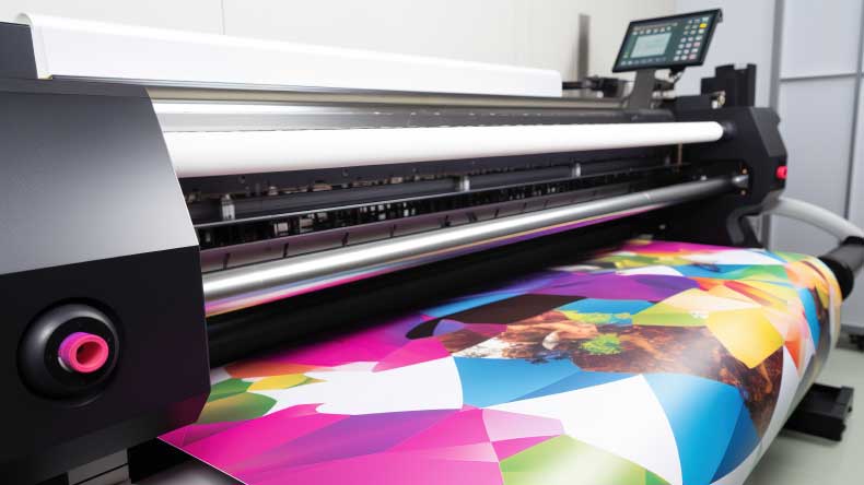 Colorful poster being printed