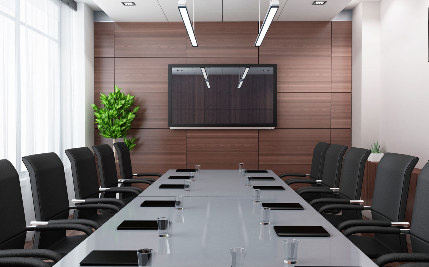 Conference table in modern office space